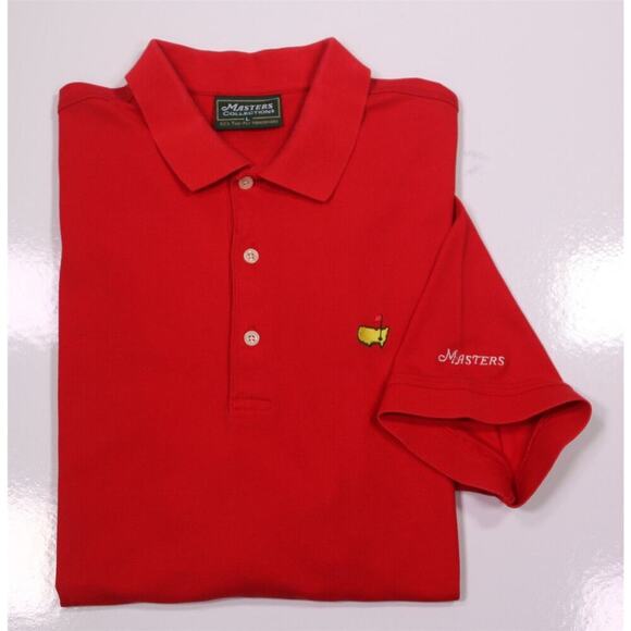 Masters Collection Bright Red Golf Y2K Polo Shirt Augusta Men's Large - Picture 1 of 8